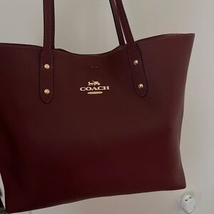 Coach Deep Red Leather Tote